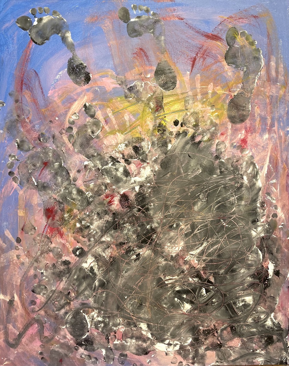 Reflection - oil painting by Lya Helia exploring dialogue between past and present, 120x80cm